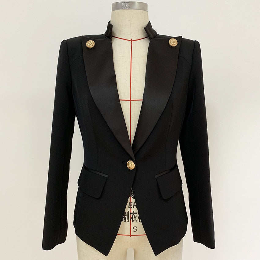 Black and White Women's Jacket with Collar