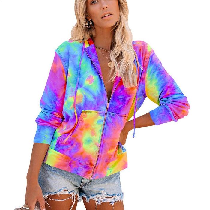 Tie-dye Zipper Hoodie for Women