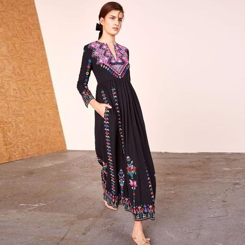 Women's Embroidered Maxi Dress