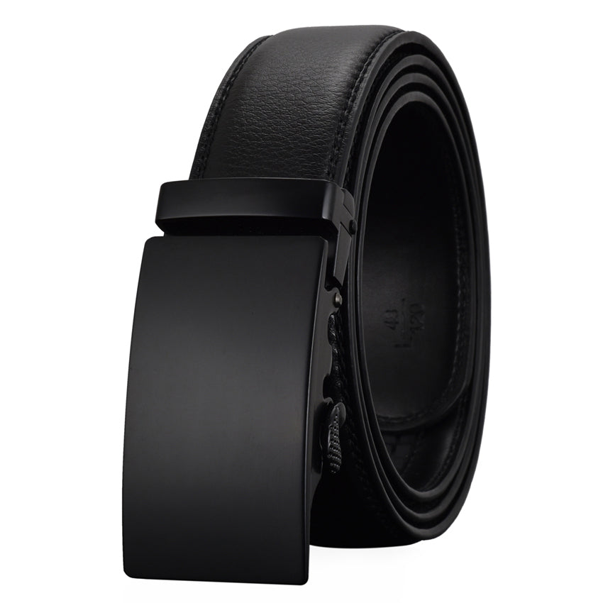 Elegant Monocolor Black Belt With Automatical Buckle