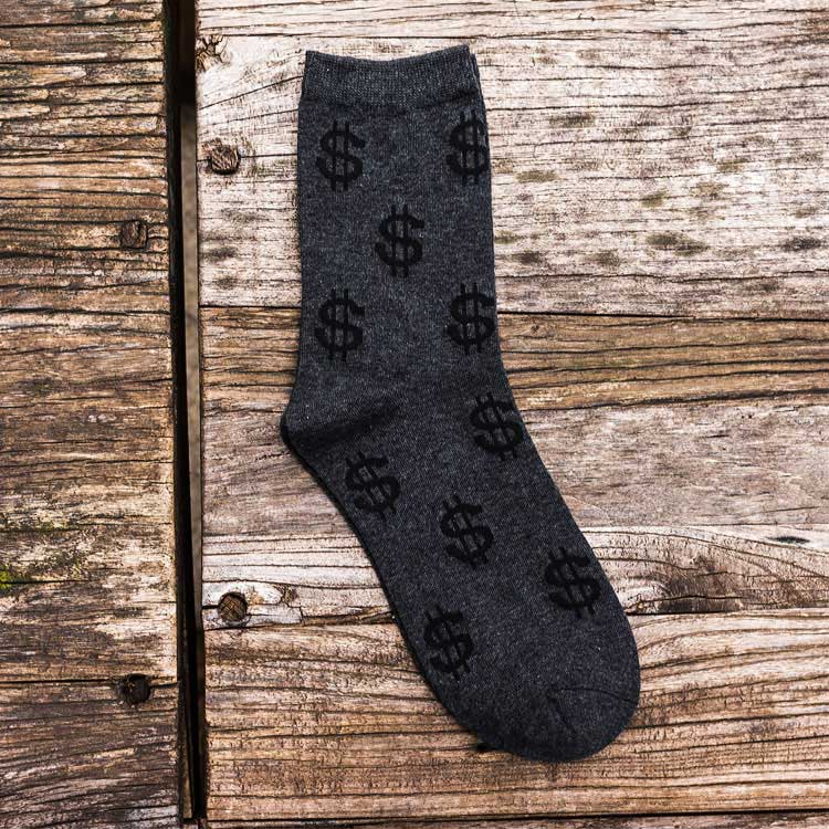 Men's Casual Cotton Socks with Money Themed Pattern