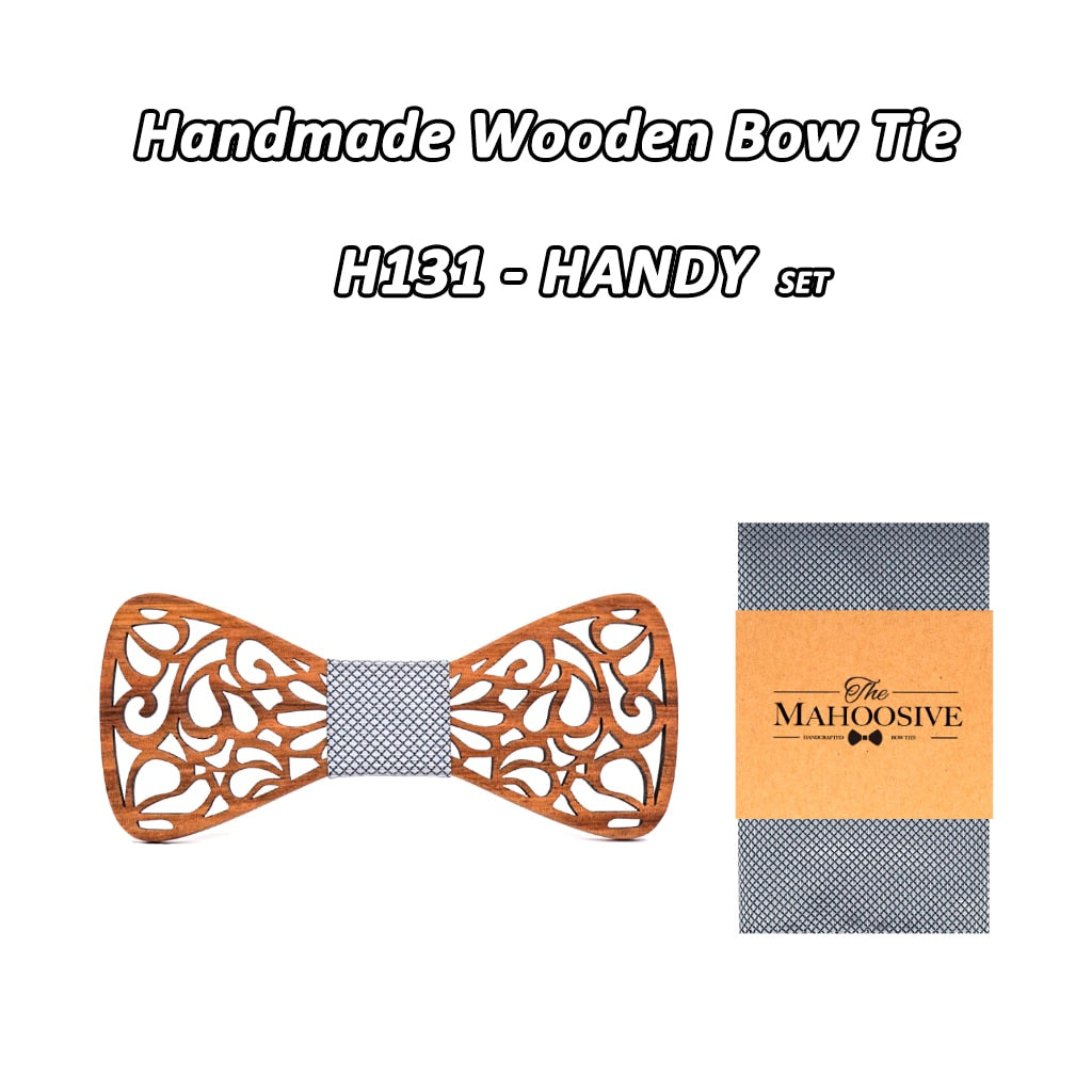 Men's Floral Wood Bow Tie