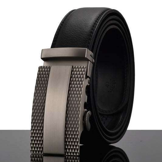 Elegant Monocolor Black Belt With Automatical Buckle