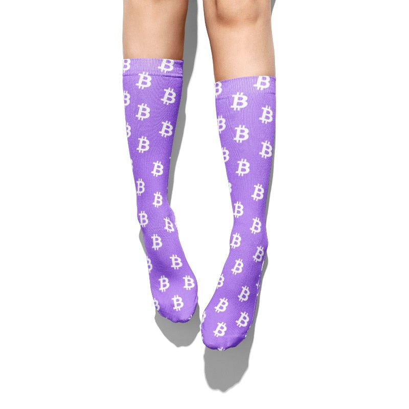 Women's Bitcoin Printed Long Socks