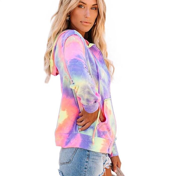 Tie-dye Zipper Hoodie for Women