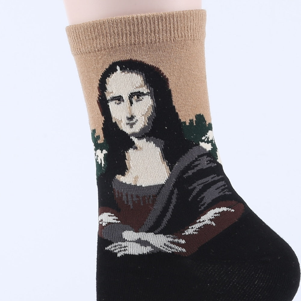 Oil Painting Designed Socks 4 Pairs Set