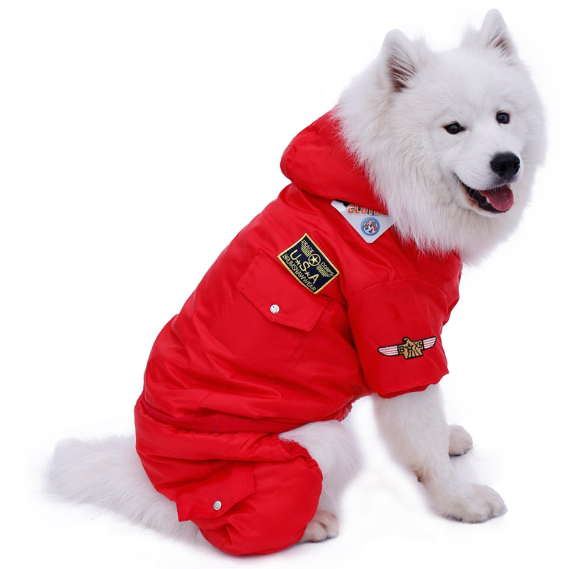 Warm Winter Large Dog Jumpsuit with Pockets