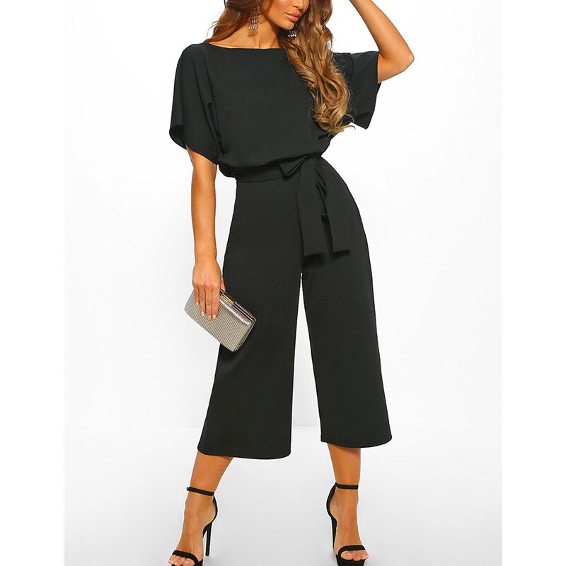 Cotton Bandage Women's Jumpsuit with Belt