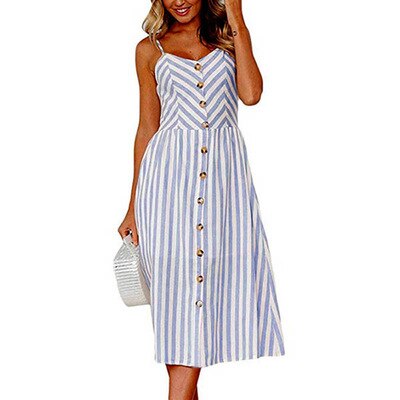 Button Down Women's Midi Dress with Pockets