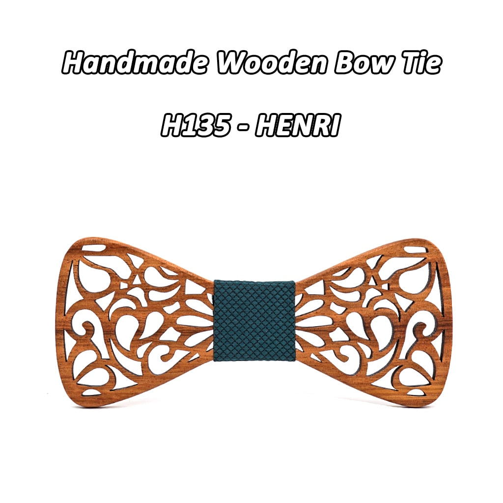 Men's Floral Wood Bow Tie