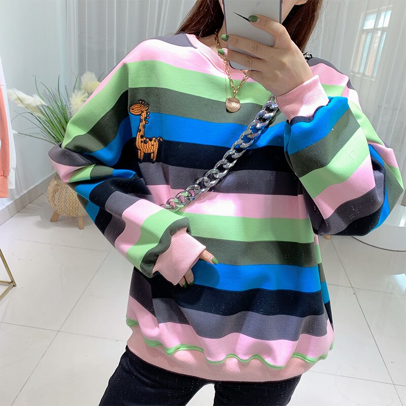 Warm Colorful Striped Owner and Pet Matching Shirt Set