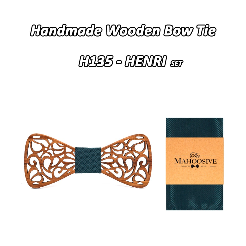 Men's Floral Wood Bow Tie