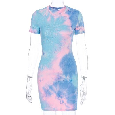 Rainbow Neon Tye Dye Mini Dress for Women