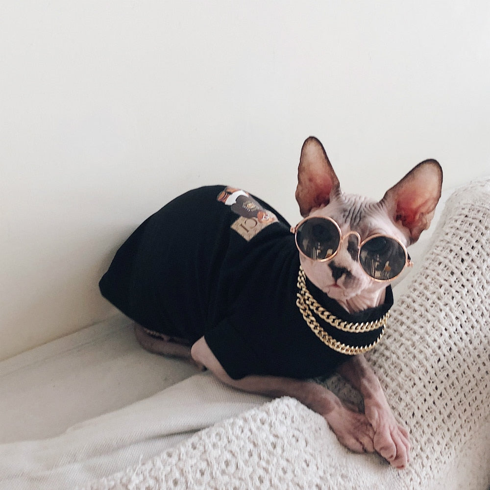 Cotton Printed Sweater with Necklace for Cats