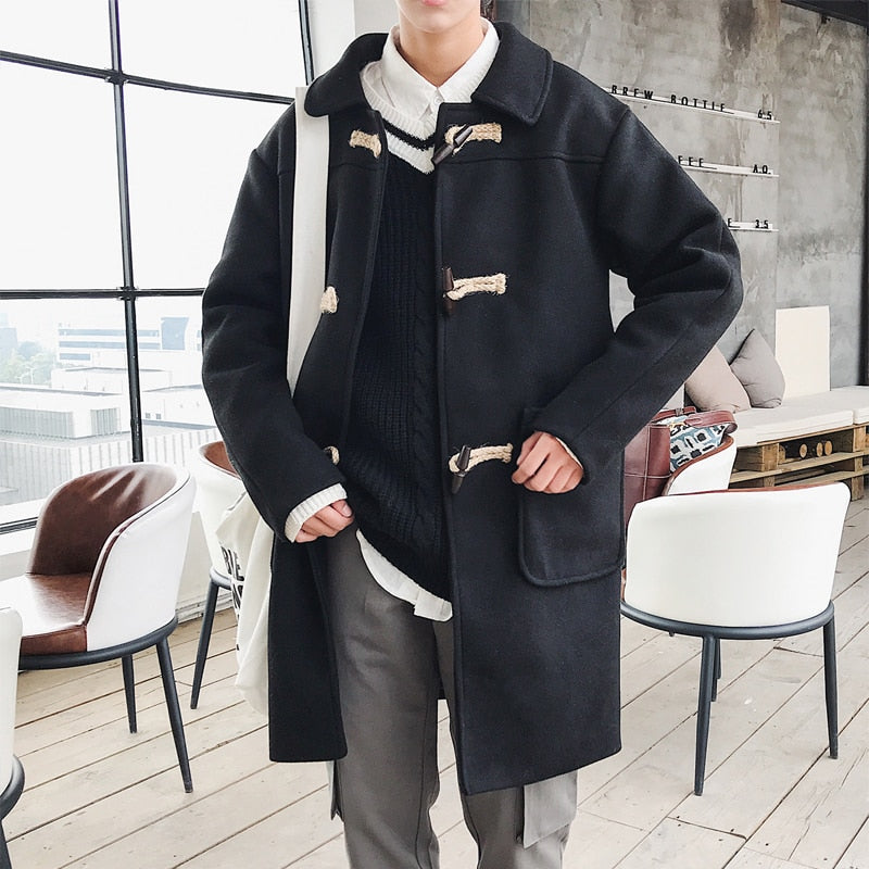 Men's Classic Duffle Coat with Horn Buttons