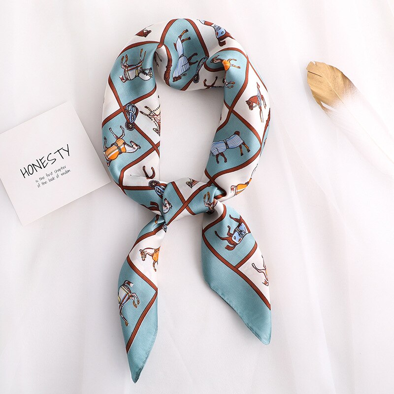 Luxurious Women's Silk Scarf with Horse Print