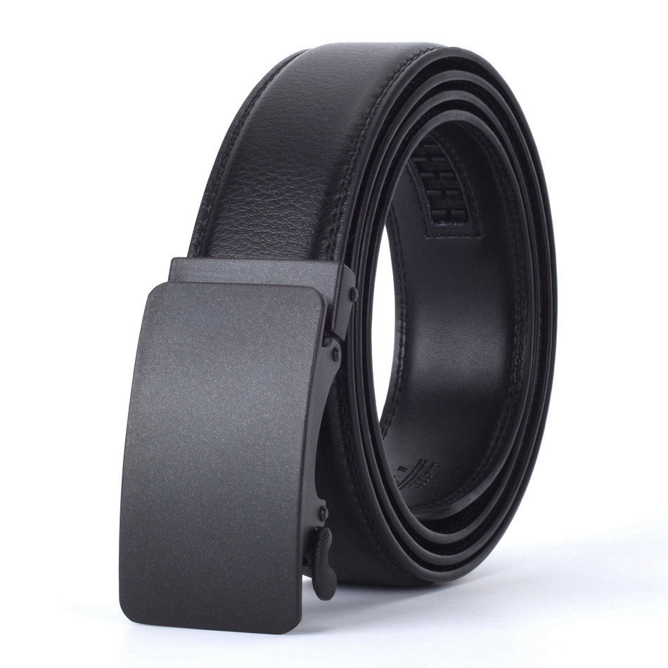 Elegant Monocolor Black Belt With Automatical Buckle