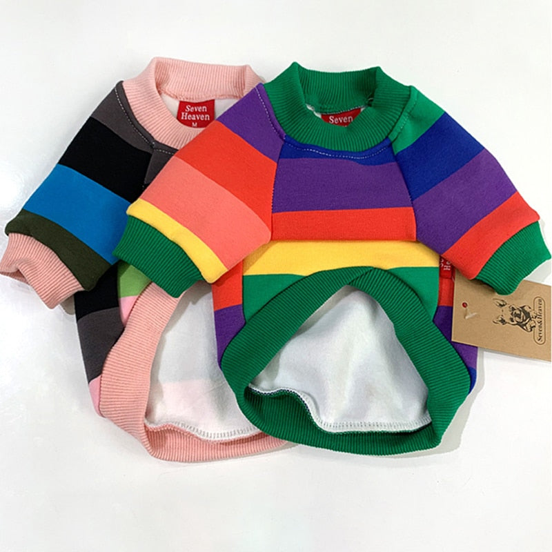 Warm Colorful Striped Owner and Pet Matching Shirt Set