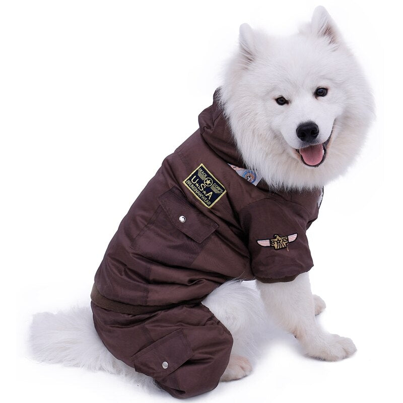 Warm Winter Large Dog Jumpsuit with Pockets