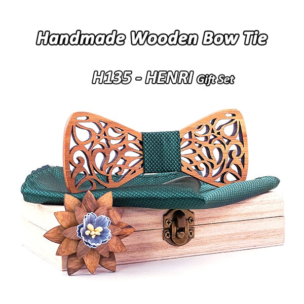 Men's Floral Wood Bow Tie