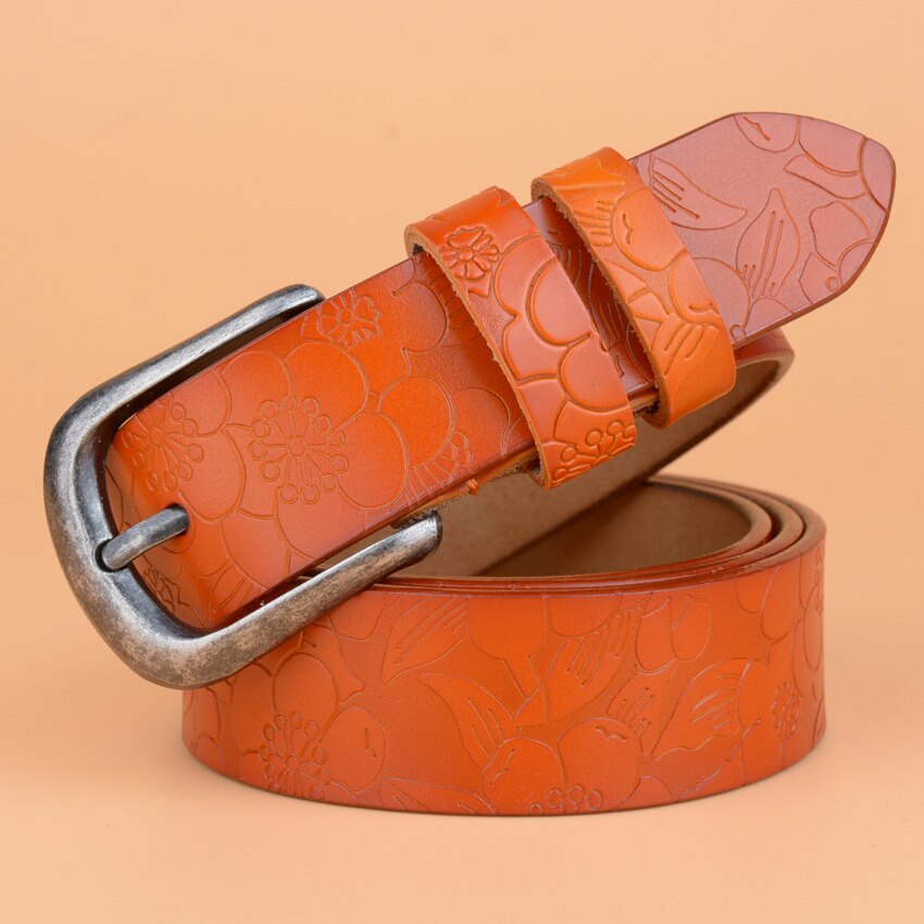 Vintage Floral Genuine Leather Women's Belt