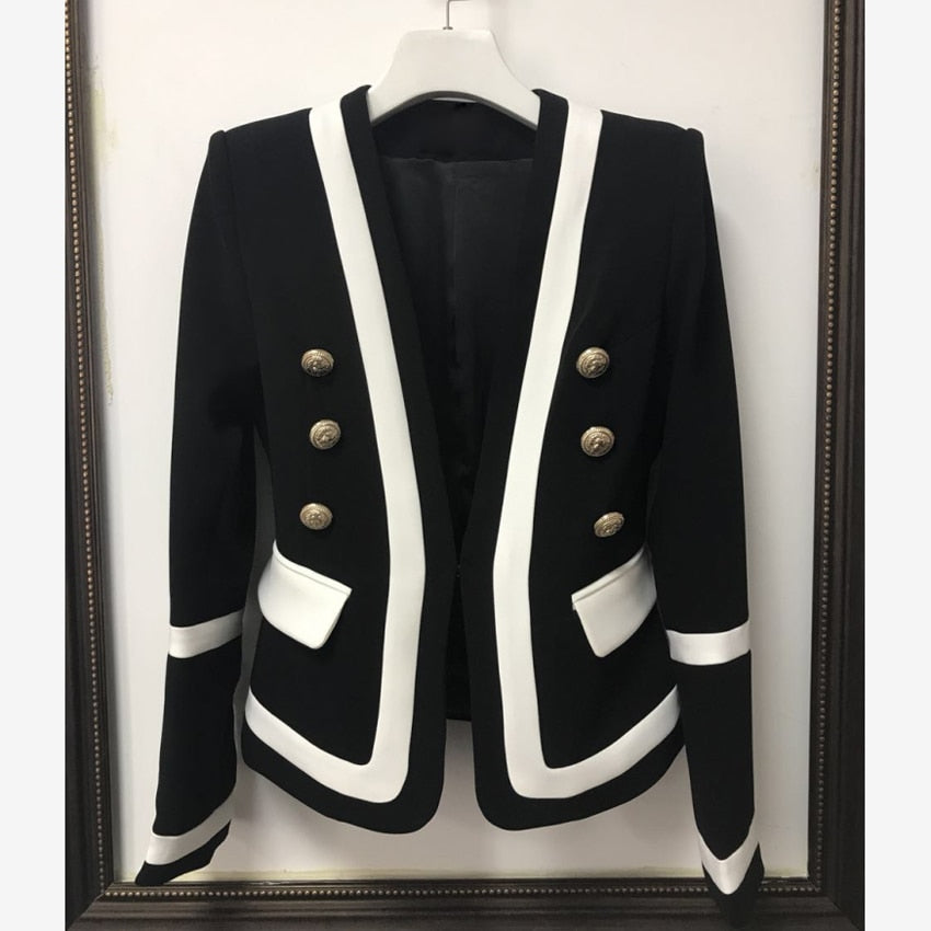 Classic Women's Blazer in Black and White Colors