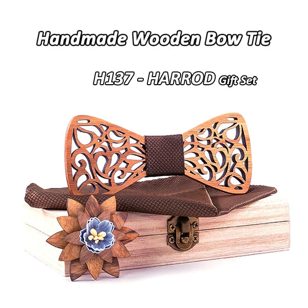 Men's Floral Wood Bow Tie