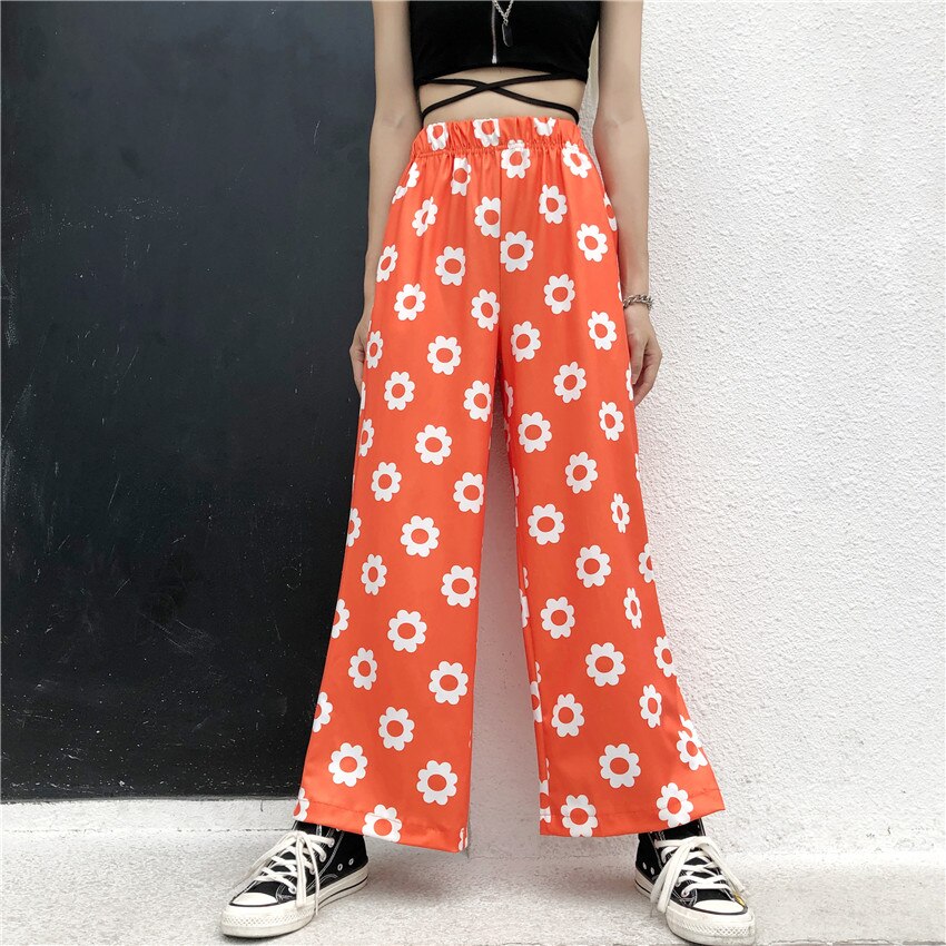 High Waisted Women's Pants in Floral Print