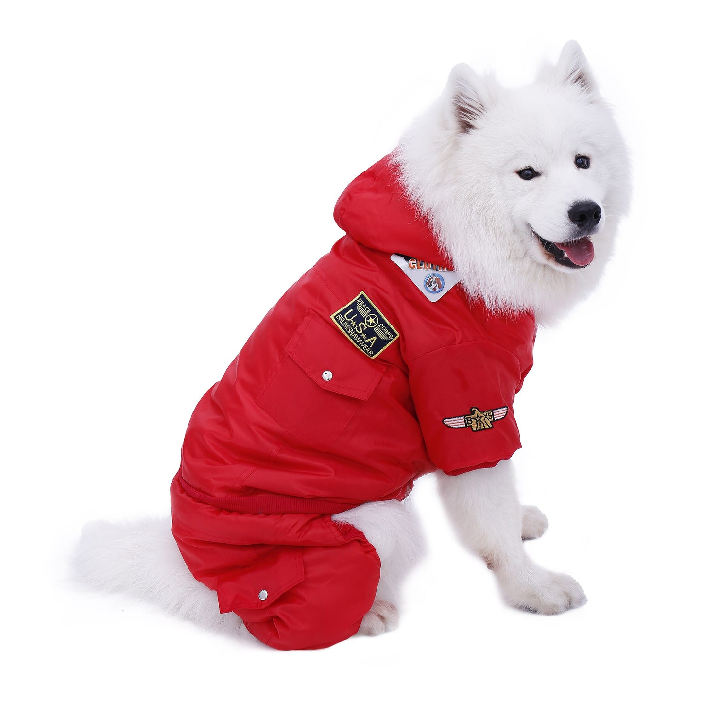 Warm Winter Large Dog Jumpsuit with Pockets