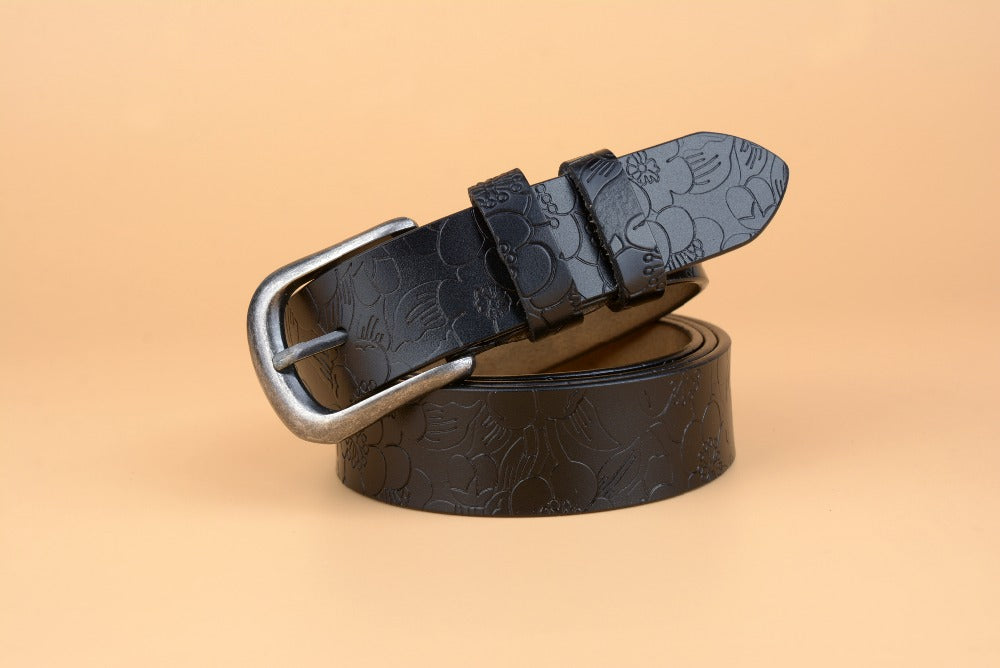 Vintage Floral Genuine Leather Women's Belt