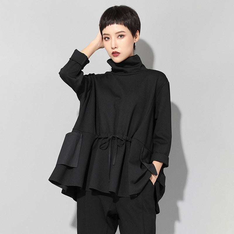 Women's Black Turtleneck Shirt