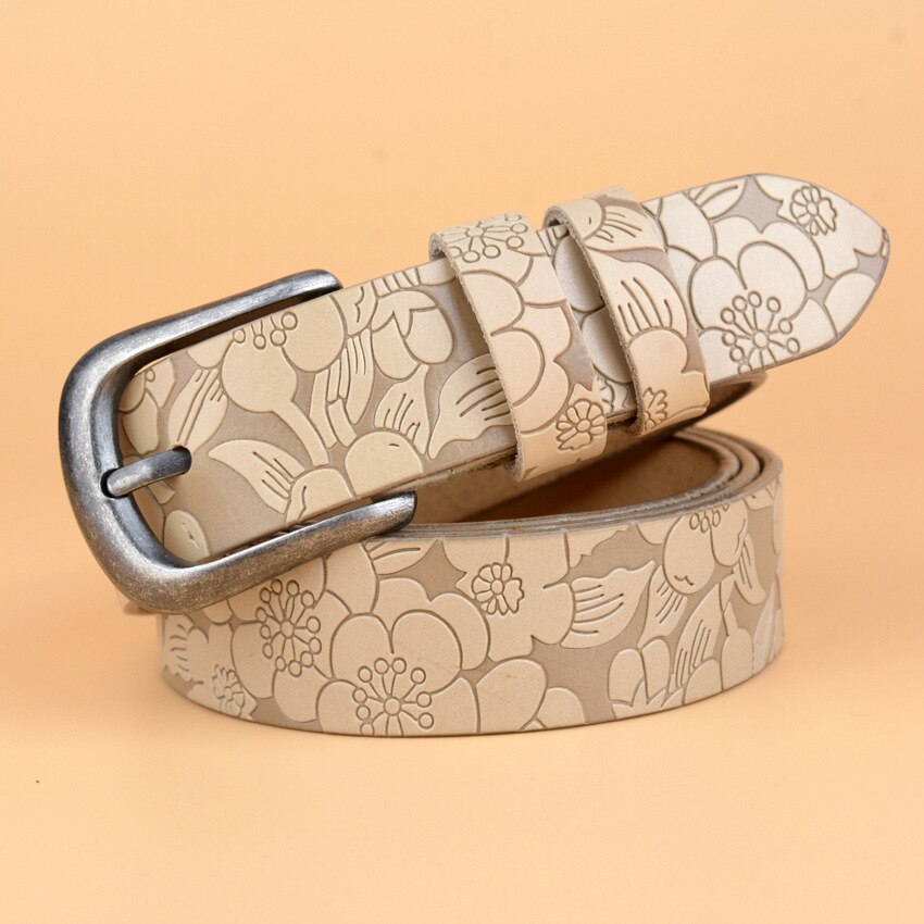 Vintage Floral Genuine Leather Women's Belt