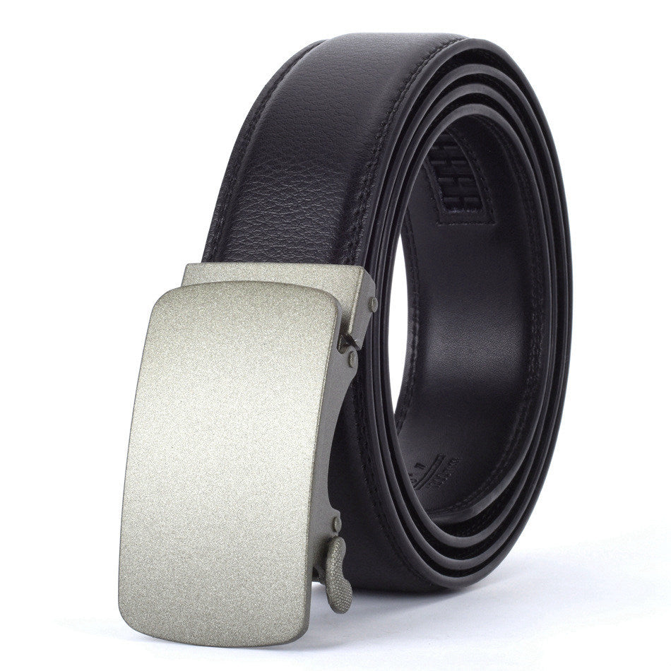 Elegant Monocolor Black Belt With Automatical Buckle