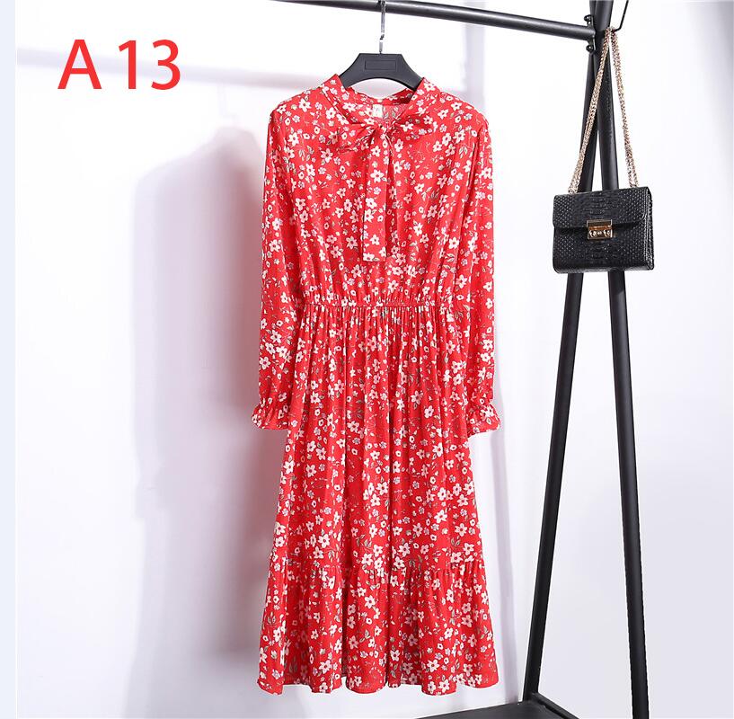 Midi Chiffon Women's Dress with Long Sleeves