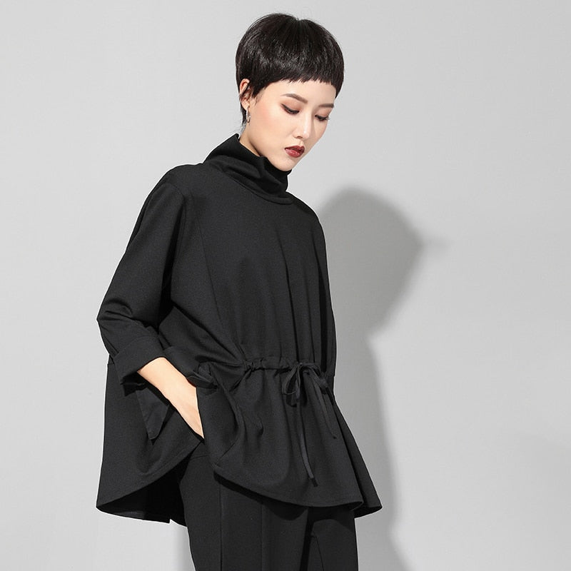 Women's Black Turtleneck Shirt