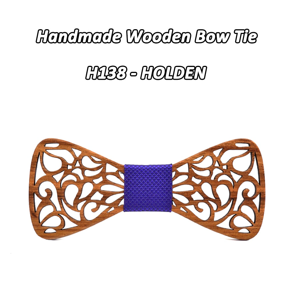 Men's Floral Wood Bow Tie