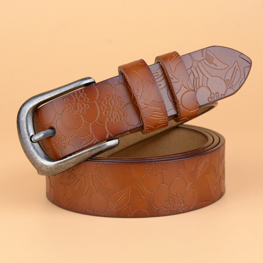 Vintage Floral Genuine Leather Women's Belt